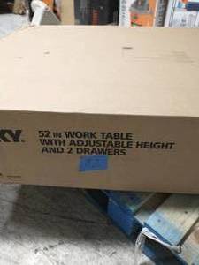 HUSKY 52 in. Adjustable Height Work Table with 2-Drawers in White