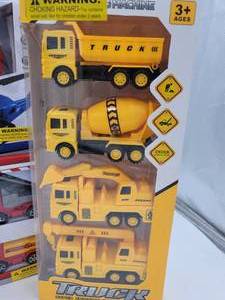 2 TRUCKS SETS AND HELICOPTOR TOY SETS