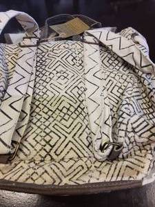 COWHIDE FLAP CANVAS BACKPACK PURSE