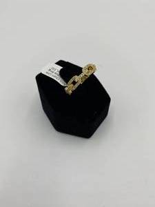 GOLD CHAINLINK RING WITH RHINESTONE BAND