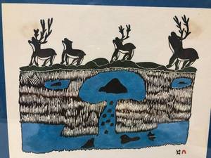 lot 14 image: Summer Caribou by Pitsolak Ashoona