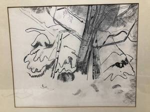 lot 23 image: Trees in Winter - Pencil  Ink  Charcoal by Viola Hart