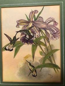 lot 36 image: Hummingbirds by Ethel L. 1987