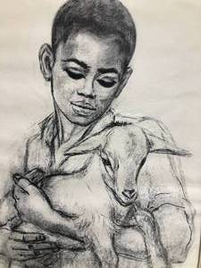 lot 38 image: J. Macdonald Henry - Boy Holding Goat