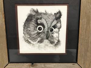 lot 21 image: Owl Drawing by P. Lamm #33200