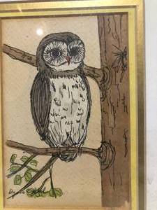 lot 61 image: Original Ink Drawing of Owl