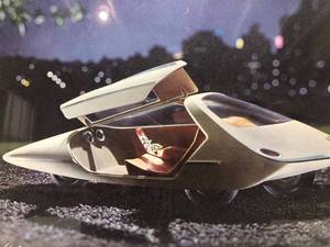 lot 70 image: Vintage Futuristic Car Picture - White and Silver