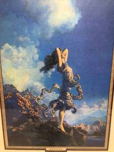 lot 96 image: 1920s Edison Mazda Ecstasy Art Deco Picture by Maxfield Parrish