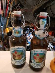Lot of (2) Vintage Oberdorfer Weissbier Collectible Flip-Top Beer Bottles