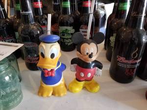 Lot of (2) Vintage Monogram Products Disney Collectible Bottles  - Mickey Mouse, Donald Duck