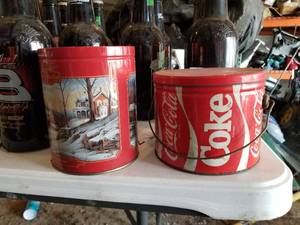 Lot of (2) Vintage Collectible Tins with Lids  - Coming Home by Terry Redlin, Coca-Cola