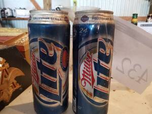 Lot of (2) Vintage Miller Lite Collector Series Beer Cans (unopened)  - 100th Anniversary VRSCA V-Rod, Super Glide