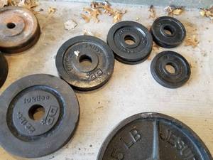 Lot of (10) DP Barbell Weights  - 22-lb. (x2), 11-lb. (x2), 5.5-lb. (x2), 2.75-lb. (x2), 2-12-lb. (x2)