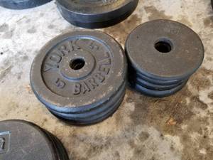 Lot of (8) Dumbell Weights  - 5-lb. (x4), 2-12-lb. (x4)