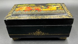 lot 83 image: Russian Black Lacquer Trinket Box