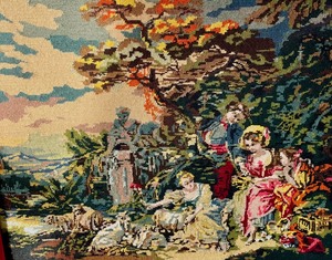 lot 90 image: Framed Scenic Needlepoint Art