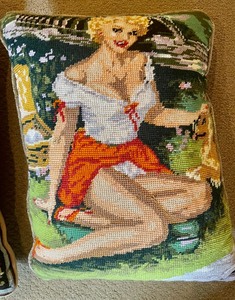 lot 220 image: Two Handcrafted Needlepoint Pillows