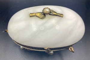 lot 226 image: Oval Trinket Box with Gold Accents