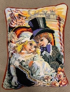 lot 107 image: Two Decorative Handcrafted Needlepoint Pillows