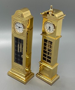 lot 120 image: Pair of Brass Bulova Miniature Grandfather Clocks