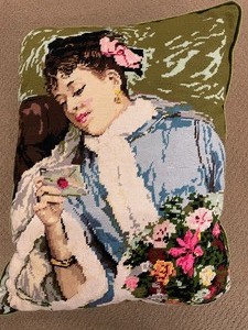 lot 116 image: Two Decorative Handcrafted Needlepoint Pillows