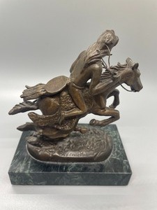 lot 133 image: Metal Statue with Marble Base