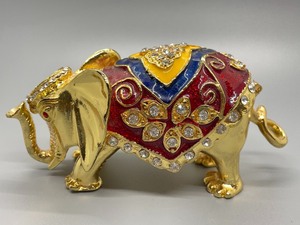 lot 279 image: Two Bejeweled Elephant Themed Trinket Boxes