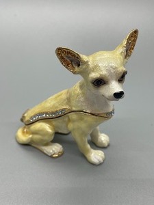 lot 276 image: Three Darling Bejeweled Enamel Dog Trinket Boxes