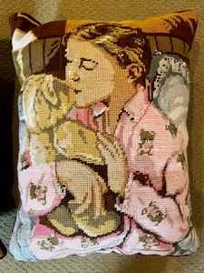 lot 317 image: 3 Nifty Needlepoint Pillows