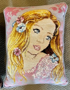 lot 349 image: 2 Nifty Needlepoint Pillows