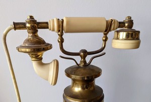 lot 12 image: Vintage Brass Floor Standing Rotary Telephone