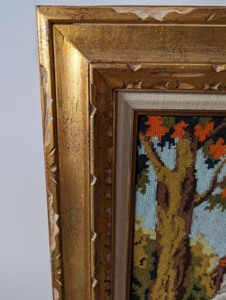 lot 16 image: Framed Vintage Needlepoint Tapestry