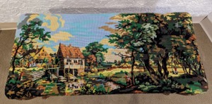 lot 46 image: Lovely Scenic Designed Needlepoint Bench
