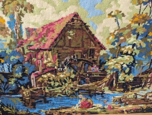 lot 173 image: Framed Embroidered Tapestry