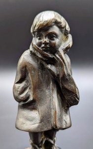lot 182 image: Small Bronze Boy with Marble Base