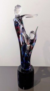 lot 184 image: Large Mother and Child Artist Created Glass Sculpture
