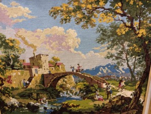 lot 195 image: Framed Scenic Needlepoint Tapestry