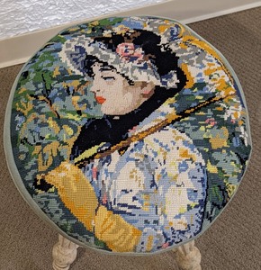 lot 199 image: Claw Foot Needlepoint Stool