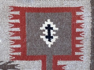 lot 5 image: Gorgeous Handwoven Navajo Storm Pattern with Spirit Line Rug