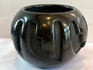 lot 6 image: Black on Black Vintage Pottery Vessel