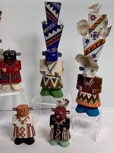 lot 56 image: Group of Seven Wooden Kachina Figurines