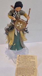 lot 188 image: Handtied Corn Shuck Doll by Helen Harmon entitled Quilling and More
