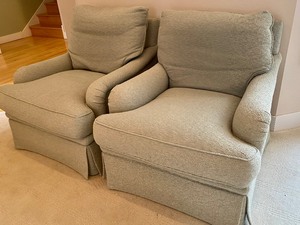 lot 98 image: Pair of Upholstered Chairs by Baker