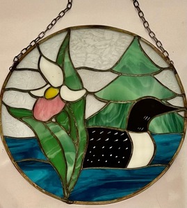 lot 235 image: Stained Glass Loon Hanging