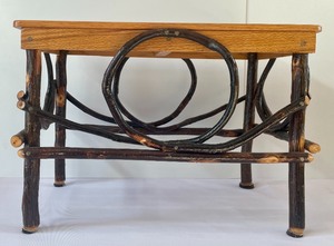 lot 38 image: Small Bench Crafted from Wood and Twigs