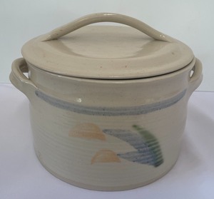 lot 44 image: Lidded Pottery Dish with Handles