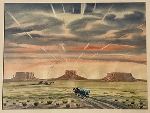 lot 329 image: Navajo Artist Ted Draper Watercolor Print