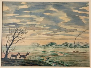 lot 330 image: Navajo Artist Ted Draper Framed Watercolor