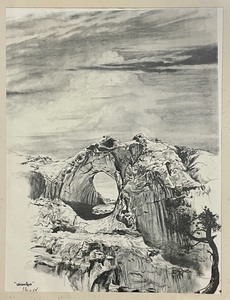 lot 312 image: Beautiful Framed Drawing of Window Rock