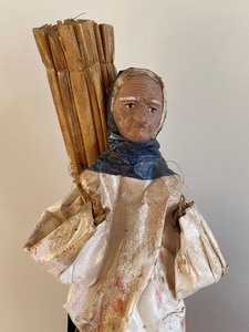 lot 465 image: Two Folk Art Figurines crafted from Paper, Pottery and Straw